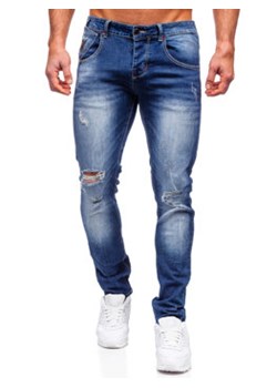 Granatowe spodnie jeansowe męskie slim fit Denley MP0024B ze sklepu Denley w kategorii Jeansy męskie - zdjęcie 132754470