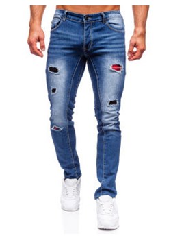 Niebieskie spodnie jeansowe męskie regular fit Denley MP0050B ze sklepu Denley w kategorii Jeansy męskie - zdjęcie 132827402
