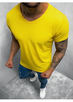 T-Shirt męski bez nadruku żółty OZONEE JS/712007/33Z ze sklepu ozonee.pl w kategorii T-shirty męskie - zdjęcie 132829983