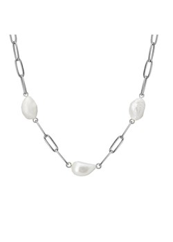 Delikatny naszyjnik łańcuch z perłami hodowanymi ze sklepu manoki.pl w kategorii Naszyjniki - zdjęcie 132962230