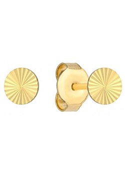 Złote kolczyki 585 małe diamentowane kółka na sztyft ze sklepu LOVRIN w kategorii Kolczyki - zdjęcie 132965064