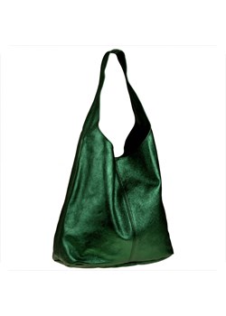 Torebka worek skórzana shopper zielona metalik ze sklepu melon.pl w kategorii Torby Shopper bag - zdjęcie 133010940