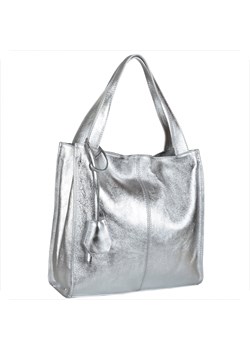 Duża torebka włoska shopper bag srebrna metaliczna skóra naturalna ze sklepu melon.pl w kategorii Torby Shopper bag - zdjęcie 133013334