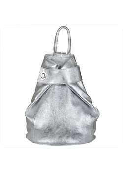 Zgrabny plecak skórzany damski srebrny metaliczny vera pelle ze sklepu melon.pl w kategorii Plecaki - zdjęcie 133013842