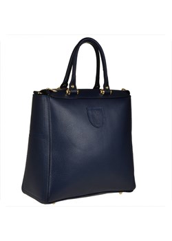 Elegancka granatowa skórzana torebka kuferek borse in pelle ze sklepu melon.pl w kategorii Torby Shopper bag - zdjęcie 133014691