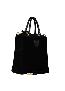Elegancka skórzana torebka kuferek czarna zamszowa ze sklepu melon.pl w kategorii Torby Shopper bag - zdjęcie 133016334