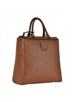 Elegancka skórzana torebka kuferek camel ze sklepu melon.pl w kategorii Kuferki - zdjęcie 133016724