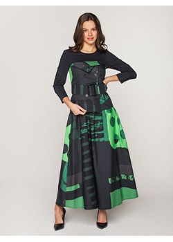 Rozkloszowana sukienka z gładką górą i zdejmowanym gorsetem Bialcon Art ze sklepu Eye For Fashion w kategorii Sukienki - zdjęcie 133017613