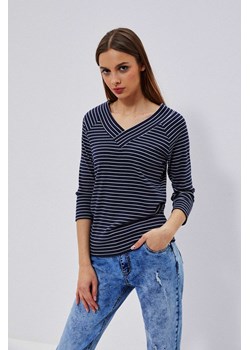 Bawełniana bluzka w paski ze sklepu Moodo.pl w kategorii Bluzki damskie - zdjęcie 133159540