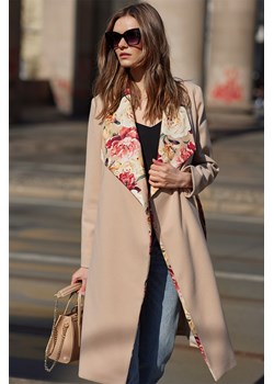 Wiązany płaszcz flauszowy Rose Garden, XS ze sklepu NAOKO w kategorii Płaszcze damskie - zdjęcie 133165724
