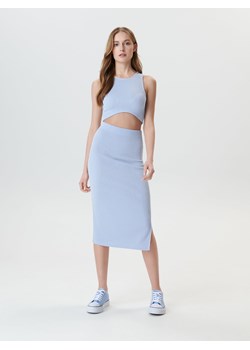 Sinsay - Spódnica midi prążkowana - Niebieski ze sklepu Sinsay w kategorii Spódnice - zdjęcie 133408950
