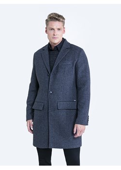 Klasyczny płaszcz męski z dodatkiem wełny szary Wayes 903 ze sklepu Big Star w kategorii Płaszcze męskie - zdjęcie 133510541