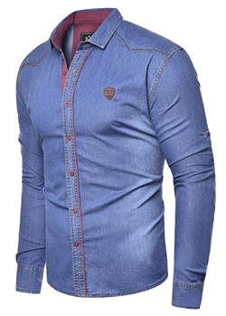 Koszula męska długi rękaw 611 jeans/czerwona ze sklepu Risardi w kategorii Koszule męskie - zdjęcie 133617684