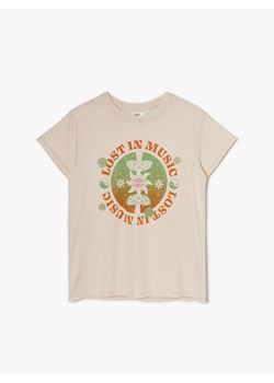 Cropp - Kremowa koszulka z nadrukiem - Kremowy ze sklepu Cropp w kategorii Bluzki damskie - zdjęcie 133670001