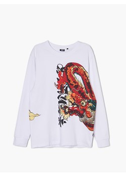 Cropp - Biała koszulka longsleeve - biały ze sklepu Cropp w kategorii T-shirty męskie - zdjęcie 133982861