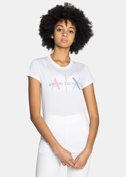 Bluzka damska Armani Exchange biała z krótkim rękawem z okrągłym dekoltem 