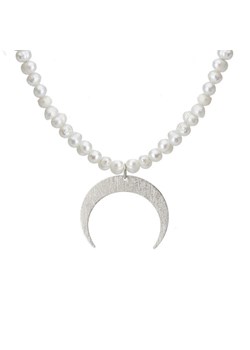 Naszyjnik perłowy z półksiężycem Lunulą stal szlachetna ze sklepu manoki.pl w kategorii Naszyjniki - zdjęcie 134202713