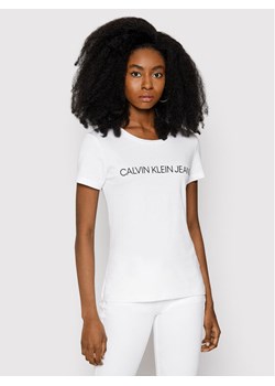 Bluzka damska Calvin Klein z krótkimi rękawami biała z napisami 