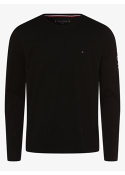 Tommy Hilfiger Męska koszulka z długim rękawem Mężczyźni Bawełna czarny jednolity ze sklepu vangraaf w kategorii T-shirty męskie - zdjęcie 134377982