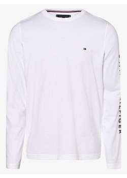 Tommy Hilfiger Męska koszulka z długim rękawem Mężczyźni Bawełna biały jednolity ze sklepu vangraaf w kategorii T-shirty męskie - zdjęcie 134377984