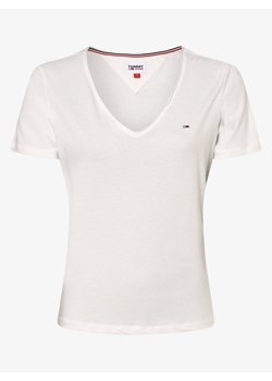 Tommy Jeans T-shirt damski Kobiety Dżersej biały jednolity ze sklepu vangraaf w kategorii Bluzki damskie - zdjęcie 134379104