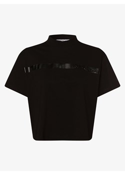 Bluzka damska czarna Calvin Klein na wiosnę z napisami z krótkim rękawem 