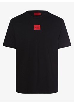 HUGO T-shirt męski Mężczyźni Bawełna czarny jednolity ze sklepu vangraaf w kategorii T-shirty męskie - zdjęcie 134383114