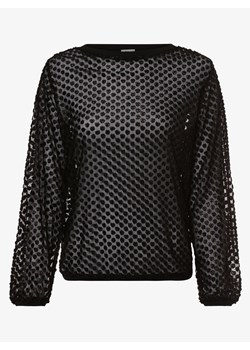 s.Oliver BLACK LABEL Damska koszulka z długim rękawem Kobiety Sztuczne włókno czarny jednolity ze sklepu vangraaf w kategorii Bluzki damskie - zdjęcie 134383913