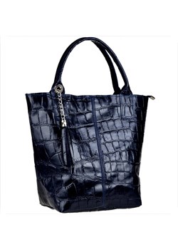 Torebka worek skórzana shopper granatowa wzór aligatora ze sklepu melon.pl w kategorii Torby Shopper bag - zdjęcie 134816800