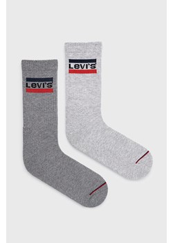 Levi&apos;s skarpetki (2-pack) męskie kolor szary ze sklepu ANSWEAR.com w kategorii Skarpetki męskie - zdjęcie 134991061