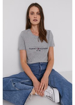 Tommy Hilfiger t-shirt bawełniany kolor szary ze sklepu ANSWEAR.com w kategorii Bluzki damskie - zdjęcie 134994141