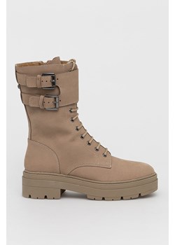 Aldo Workery skórzane Ethaohan damskie kolor beżowy na płaskim obcasie ze sklepu ANSWEAR.com w kategorii Workery damskie - zdjęcie 135011393