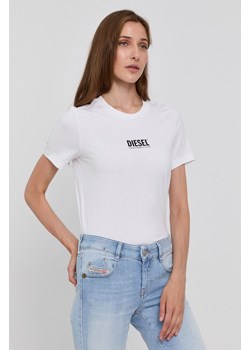 Diesel T-shirt bawełniany kolor biały ze sklepu ANSWEAR.com w kategorii Bluzki damskie - zdjęcie 135026724