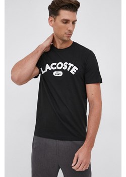 Lacoste t-shirt męski czarny z krótkimi rękawami w stylu młodzieżowym 