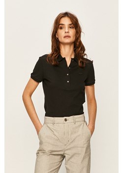 Lacoste T-shirt PF5462 damski kolor czarny z kołnierzykiem PF5462-001 ze sklepu ANSWEAR.com w kategorii Bluzki damskie - zdjęcie 135036463