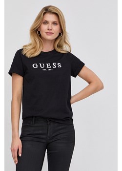 Bluzka damska Guess z bawełny czarna z krótkim rękawem 