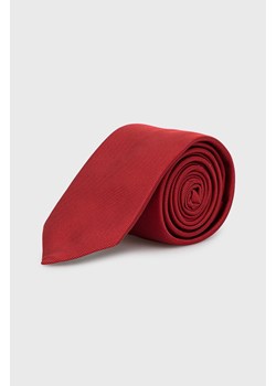 HUGO krawat jedwabny kolor czerwony ze sklepu ANSWEAR.com w kategorii Krawaty - zdjęcie 135047833