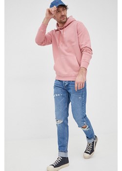 Pepe Jeans bluza bawełniana David męska kolor różowy z kapturem z nadrukiem ze sklepu ANSWEAR.com w kategorii Bluzy męskie - zdjęcie 135051890
