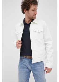 Tommy Hilfiger kurtka jeansowa męska kolor biały przejściowa ze sklepu ANSWEAR.com w kategorii Kurtki męskie - zdjęcie 135058183
