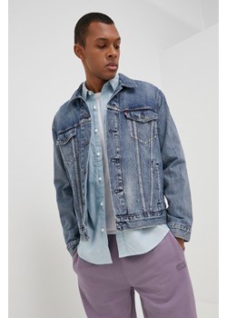 Levi&apos;s kurtka jeansowa męska przejściowa 72334.0574-MedIndigoW ze sklepu ANSWEAR.com w kategorii Kurtki męskie - zdjęcie 135058461