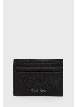 Calvin Klein Etui na karty skórzane męski kolor czarny ze sklepu ANSWEAR.com w kategorii Portfele męskie - zdjęcie 135074090