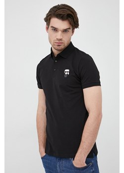 Karl Lagerfeld polo 500221.745022 męski kolor czarny z aplikacją ze sklepu ANSWEAR.com w kategorii T-shirty męskie - zdjęcie 135075424