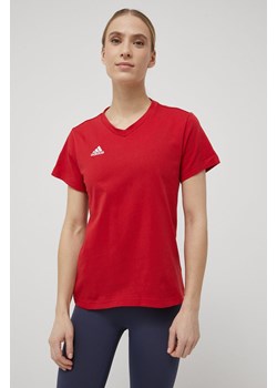 adidas Performance t-shirt Entrada 22 HC0441 damski kolor czerwony ze sklepu ANSWEAR.com w kategorii Bluzki damskie - zdjęcie 135085664