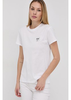 Karl Lagerfeld T-shirt bawełniany 216W1730.51 kolor biały ze sklepu ANSWEAR.com w kategorii Bluzki damskie - zdjęcie 135086882