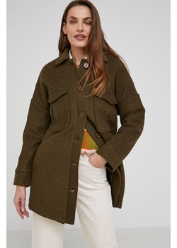 Answear Lab kurtka z wełną kolor zielony przejściowa oversize ze sklepu ANSWEAR.com w kategorii Kurtki damskie - zdjęcie 135099790