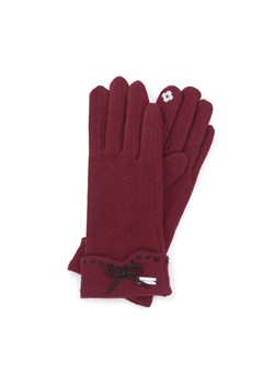 Damskie rękawiczki z ozdobnym przeszyciem i kokardką bordowe ze sklepu WITTCHEN w kategorii Rękawiczki damskie - zdjęcie 135120541