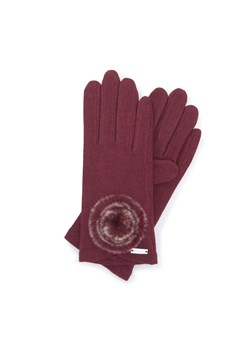 Damskie rękawiczki z puszkiem bordowe ze sklepu WITTCHEN w kategorii Rękawiczki damskie - zdjęcie 135120550