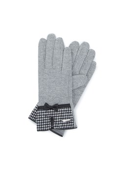 Damskie rękawiczki z wykończeniem w pepitkę szare ze sklepu WITTCHEN w kategorii Rękawiczki damskie - zdjęcie 135120574
