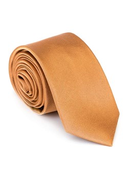 Krawat jedwabny bez wzoru złoty ze sklepu WITTCHEN w kategorii Krawaty - zdjęcie 135123704