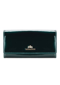 Damski portfel ze skóry lakierowany duży ciemny zielony ze sklepu WITTCHEN w kategorii Portfele damskie - zdjęcie 135128261